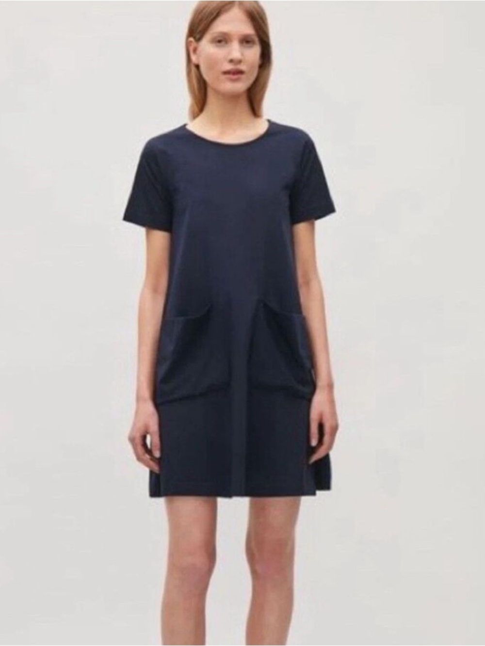 COS Oversized Short Sleeve Shirt Dress Navy EUR Small